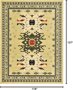 Unique Loom Taftan Collection Border Geometric Tribal Inspired Design Area Rug (9' 10 x 13' 0 Rectangular, Gold/ Gray)