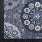 CAMILSON Indoor Outdoor Rug 8x10 Bohemian Medallion Floral Area Rugs for Indoor and Outdoor Patios Easy-Cleaning Non-Shedding Living Room Garden and Kitchen Washable Outside Carpet (8 x 10 / Navy)