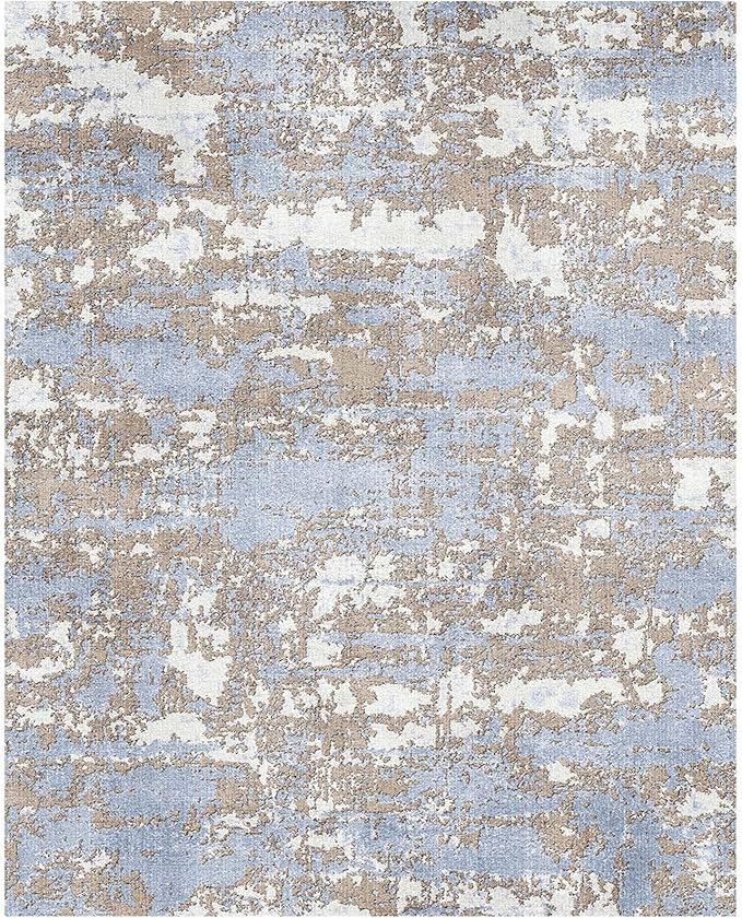 WITSHOCK 8x10 Area Rugs for Living Room: Washable Abstract Large Rug for Dining Room Bedroom Carpet Non Slip 8 by 10 Indoor Modern Nursery Home Office Blue Brown