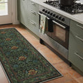 Bavni 2'6''x6 Runner Rug,Microfiber Washable Non-Slip Vintage Floral Rugs,Low Pile Lightweight Carpet for Bedroom,Hallway,Entryway,Kitchen,Bathroom, Dark Green