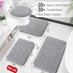 OLANLY Bathroom Rugs 50x30, Extra Soft Absorbent Chenille Bath Rugs, Rubber Backing Quick Dry, Machine Washable Bath Mats for Bathroom Floor, Tub and Shower, Home Decor Accessories, Grey