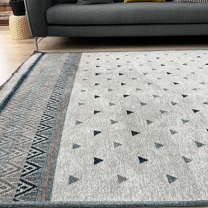 Alfa Rich 3x10 Blue Cream Off White Washable Area Rugs for Living Room Hallway Kitchen Decor Runner