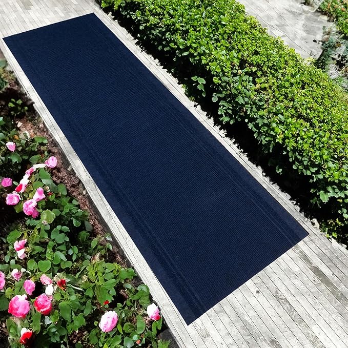 English Home Custom Size Anti Slip Striped Design Light Weight Durable TPR Backing Thin Pile Runner Rug (36" x 9')