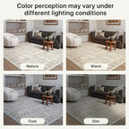 Bavni Washable Rugs 8x10-Machine Washable Rug Lightweight Low Pile, Vintage Floral Rug Non-Shedding Distressed Throw Carpet for Living Room Bedroom Office, Beige Gery