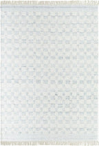 Mark&Day Wool Rugs, 4x6 Clinten Solid and Border Light Slate Checkered Rug, Cream Grey Carpet for Living Room, Bedroom or Kitchen (3'6" x 5'6")