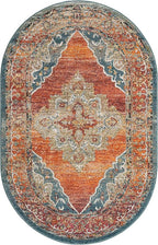 Unique Loom Isabella Collection Area Rug - Rossellini (5' 1" x 8' Oval, Rust Red/ Beige)