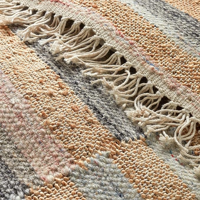 Dash and Albert Ravel Wool Area Rug - 5' x 8' Blue Stripe Handwoven Accent Rug - Durable, Eco-Friendly, High Traffic Area Hallway, Living Room, Stairs