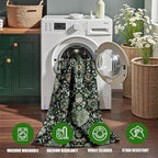 8x10 Vintage Rugs for Living Room, Washable Non Slip Large Area Rug for Bedroom Dining Room Office, Floor Decoration Big Carpet Low-Pile Kid & Pet Friendly Forest Green