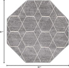 Unique Loom Trellis Frieze Collection Area Rug - Geometric (5' Octagon, Light Gray/ Ivory)