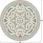 Cream Round Rugs 4ft for Living Room - Soft Washable Small Circle Throw Rugs for Kids Bedroom, Baby Nursery, Playroom, Reading Corner, Insect Stain Resistant Floor Carpet, Beige Green