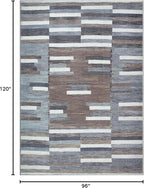 Bloom Rugs Washable Non-Slip 8' x 10' Rug - Blue/Brown Striped Area Rug for Living Room, Bedroom, Dining Room, and Kitchen - Exact Size: 8' x 10'