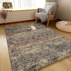Washable Area Rug 5' x 7' Vintage Traditional Persian Mat - Foldable Distressed Non-Slip Machine Washable Carpet for Living Room Bedroom Kitchen Home Decor - Umber and Slate