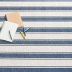 Dash & Albert Awning Stripe Blue Machine Washable Rug, 2 X 3 Feet, Blue Stripe Pattern