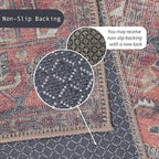 GLN Rugs Traditional Collection - Machine Washable Area Rug, Traditional Washable, Non Slip, Low Pile Chenille Rug, Living Room, Bedroom, Kitchen Rug (8' x 10' Black/Terra)