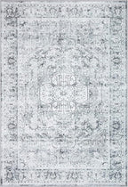 Bloom Rugs Washable Non-Slip 9' x 12' Rug - Gray/Charcoal Traditional Medallion Area Rug for Living Room, Bedroom, Dining Room, and Kitchen - Exact Size: 9' x 12'