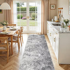3X10 Washable Runner Rug for Hallway: Soft Neutral Modern Abstract Area Rug - Non-Slip Low Pile Long Throw Indoor Carpet for Kitchen Entryway Kitchen Bedroom Laundry - Grey
