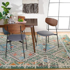 SAFAVIEH Madison Collection Area Rug - 9' x 12', Green & Beige, Boho Diamond Distressed Design, Non-Shedding & Easy Care, Ideal for High Traffic Areas in Living Room, Bedroom (MAD418Y)