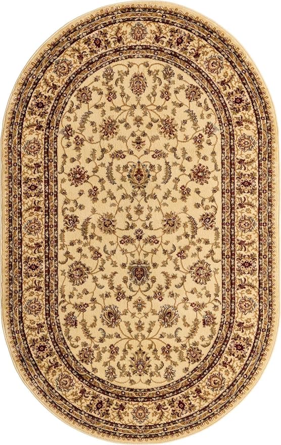 Unique Loom Voyage Collection Traditional Oriental Classic Area Rug (5' 0 x 8' 0 Oval, Ivory/Gold)