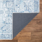Bloom Rugs Washable Non-Slip 6' x 9' Rug - Blue/Gray Traditional Area Rug for Living Room, Bedroom, Dining Room, and Kitchen - Exact Size: 6' x 9'
