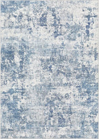 9x12 Area Rug Living Room Rugs - Washable Neutral Modern Abstract Soft Thin Rug Indoor Floor No Slip Rug Carpet for Bedroom Under Dining Table Home Office Decor - Blue White