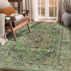 3x5 Area Rug Vintage Rugs for Indoor Entrance Stain Resistant Washable Entryway Rug Ultra Soft Low Pile Lightweight Carpet Faux Wool Rugs for Living Room Bedroom Playroom Home Office