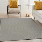 Nourison Home Courtyard Black White 4' x 6' Area Rug - Easy Clean, Non Shedding, Bed Room, Living Room, Dining Room, Kitchen (4' x 6')