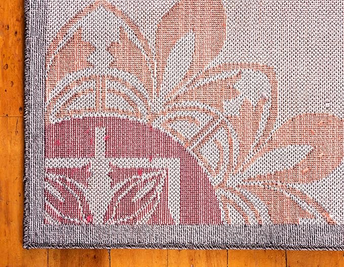 Unique Loom Outdoor Modern Collection Area Rug - Chicago (5' 1" x 8' Rectangle, Brown/ Orange)