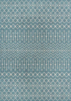 Unique Loom Outdoor Trellis Collection Area Rug - Tribal Trellis (10' x 14' 1" Rectangle, Teal/ Ivory)