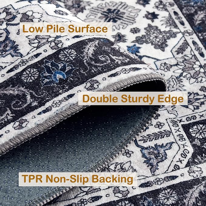 2x3 Rug,Boho Vintage Oriental Washable Rugs,Collapsible Area Rug for Bedroom, Entryway, Kitchen, Bathroom