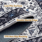 2x3 Rug,Boho Vintage Oriental Washable Rugs,Collapsible Area Rug for Bedroom, Entryway, Kitchen, Bathroom