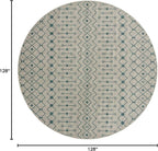Unique Loom Outdoor Trellis Collection Area Rug - Tribal Trellis (10' 8" Round, Light Blue/ Ivory)