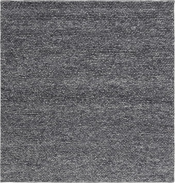 SAFAVIEH Natura Collection Area Rug - 6' Square, Dark Grey, Handmade Wool Blend, Textured Design, Ideal for Living Room, Bedroom, Dining Space (NAT620H)