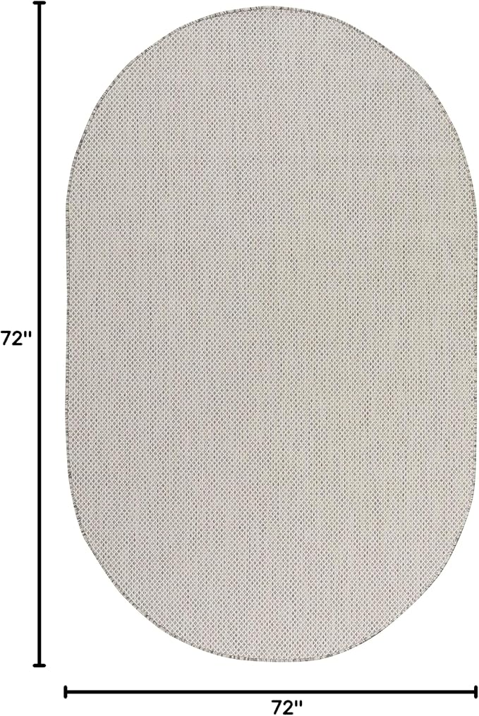 Nourison Home Courtyard Ivory Silver 6' x 9' Oval Area Rug - Easy Clean, Non Shedding, Bed Room, Living Room, Dining Room, Kitchen (6' x 9' Oval)