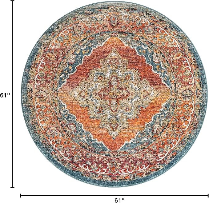 Unique Loom Isabella Collection Area Rug - Rossellini (5' 1" Round, Rust Red/ Beige)
