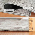 ReaLife Rugs Machine Washable Area Rug Runner - Living Room Bedroom Bathroom Kitchen Entryway Office - Padded Low Pile Stain Resistant Premium - Boho Farmhouse Vintage - Lyle - Beige Ivory 2'6" x 10'