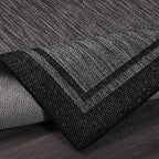 CAMILSON Indoor Outdoor Rug, 8x10 Bordered Dark Gray Black Modern Area Rugs for Indoor and Outdoor Patios, Kitchen and Hallway Mats, Washable Porch Deck Outside Carpet (Bordered Black, 8 x 10)