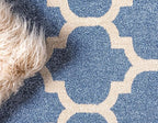 Rugs.com Lattice Collection Rug – 10 Ft Runner Light Blue Medium Rug Perfect for Hallways, Entryways