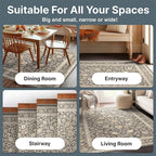Well Woven Asha Rome Charcoal Brown 5'3" x 7'3" Area Rug - Oriental Floral Pattern, Easy Clean, Floor-Friendly Backing - for Living Room, Bedroom, and Dining Room