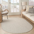 Nourison Home Courtyard Ivory Silver 6' x 9' Oval Area Rug - Easy Clean, Non Shedding, Bed Room, Living Room, Dining Room, Kitchen (6' x 9' Oval)