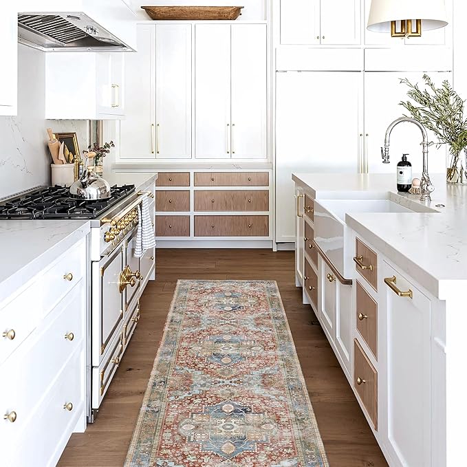 Washable Area Rug. Modern Farmhouse. Vintage. Turkish. Bohemian. Distressed. Oriental. Traditional. Rugs for Living Room. Dining. Bedroom. Office. Entryway. Foyer. (858RM, 2'5" x 4'9")