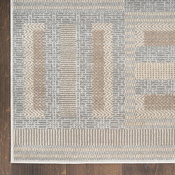 Nourison Home Nordic Grey Multicolor 4' x 6' Scandinavian Area Rug - Easy Clean, Non Shedding, Bed Room, Living Room, Dining Room, Kitchen (4' x 6')