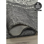 FH Home Flat Woven Outdoor Rug - Waterproof, Easy to Clean, Stain Resistant - Premium Polypropylene Yarn - Boho Moroccan - Large Patio, Deck, Sunroom - Ariana - Charcoal - 5ft 2in x 7ft 6in