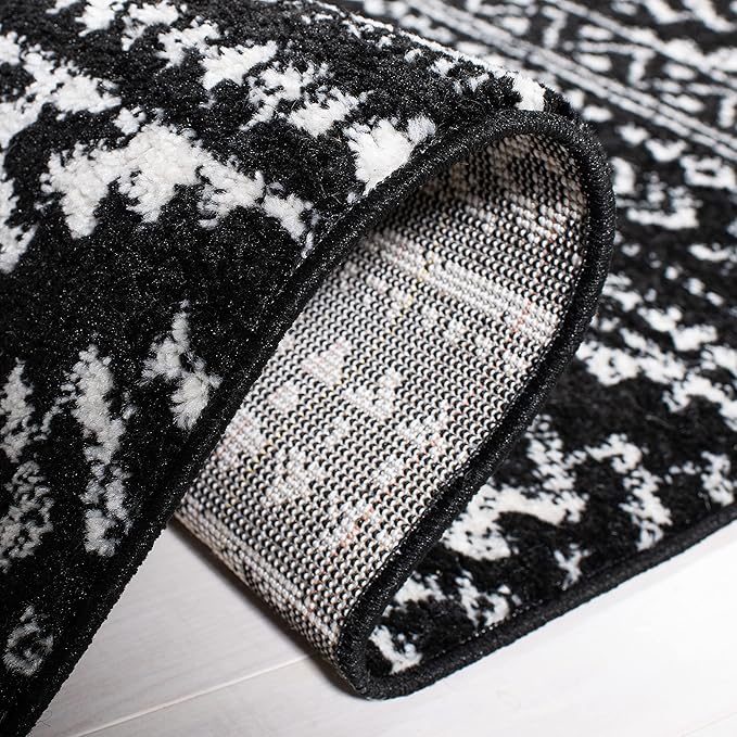 SAFAVIEH Tulum Collection Area Rug - 3' Square, Black & Ivory, Moroccan Boho Tribal Design, Non-Shedding & Easy to Clean, Ideal for Entryway, Foyer, Accent Space, Bedroom (TUL272Z)