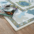 Fame Living Green Oushak Rug, Modern, Vintage, Turkish, Eclectic, Floral, Pastel, Washable, Extra Large Area Rugs for Living Room, Dining, Bedroom, Lounge, 9'x12'