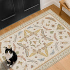 Beige Neutral Small Rugs for Bedroom - 3x4 Throw Rug for Large Entryway, Kitchen, Nursery Room, Insect Print Floral Non-Slip Accent Rug Low Pile Stain Resistant