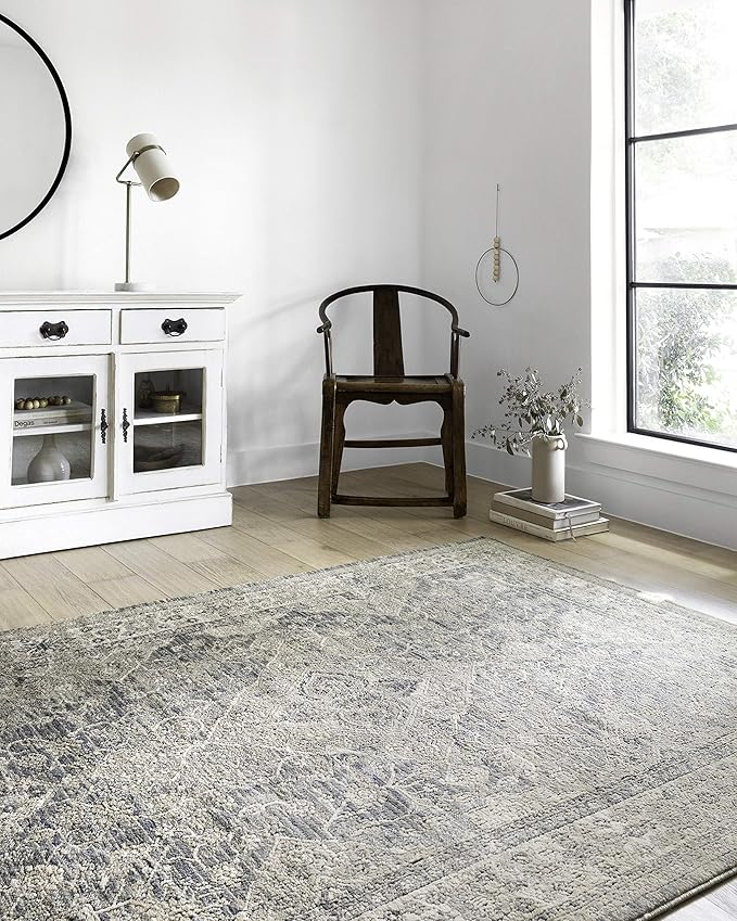 Loloi Teagan Collection TEA-04 Sky/Natural 2'-8" x 13' Runner Rug, Large, Soft Neutral Rug, High-Traffic for Living Room, Bedroom, Home Office, Dining Area