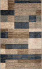 Superior Indoor Area Rug, Jute Backing, Plush Modern Rugs for Entryway, Kitchen Floors, Office Floor Cover, Color Block Rugs, Rockwood Collection, 5' x 8', Midnight Navy