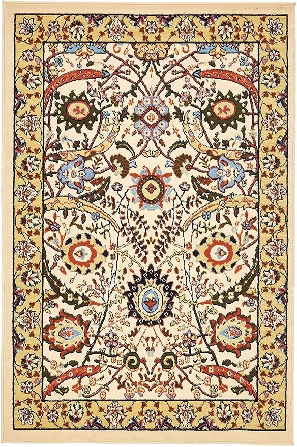 Unique Loom Espahan Collection Area Rug - Cape Cod (4' 1" x 6' 1" Rectangle, Cream/ Black)