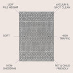 JONATHAN Y Boho Vintage Diamond Gray/Ivory Indoor Area Rug 12X15 ft, Moroccan Hype for Living Room, Bedroom, Kitchen, Office, Easy-Cleaning, High Traffic, Pet-Friendly, Non-Shedding (MOH101C-15)