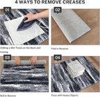 Modern Abstract Runner Rug 2x5, Black Grey Washable Kitchen Runner Entryway Rug Mat Non-Slip Soft Hallway Rug Runner Thin Print Faux Wool Carpet for Bedroom Laundry Room Indoor